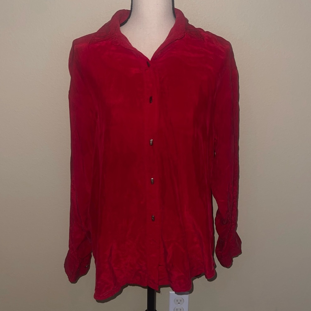 Vintage Longhorn Western wear red button down